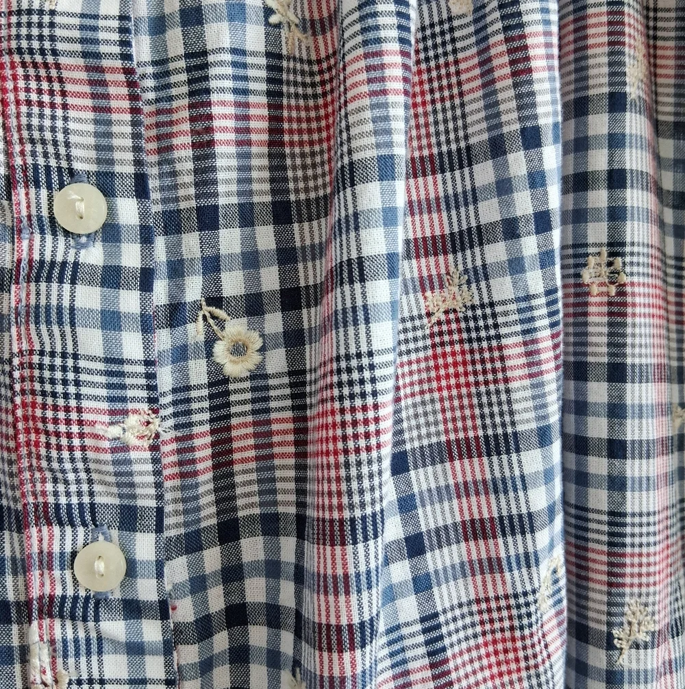 Anthropologie Plus Floral Embroidery Plaid Mini Dress - Picture 7 of 16